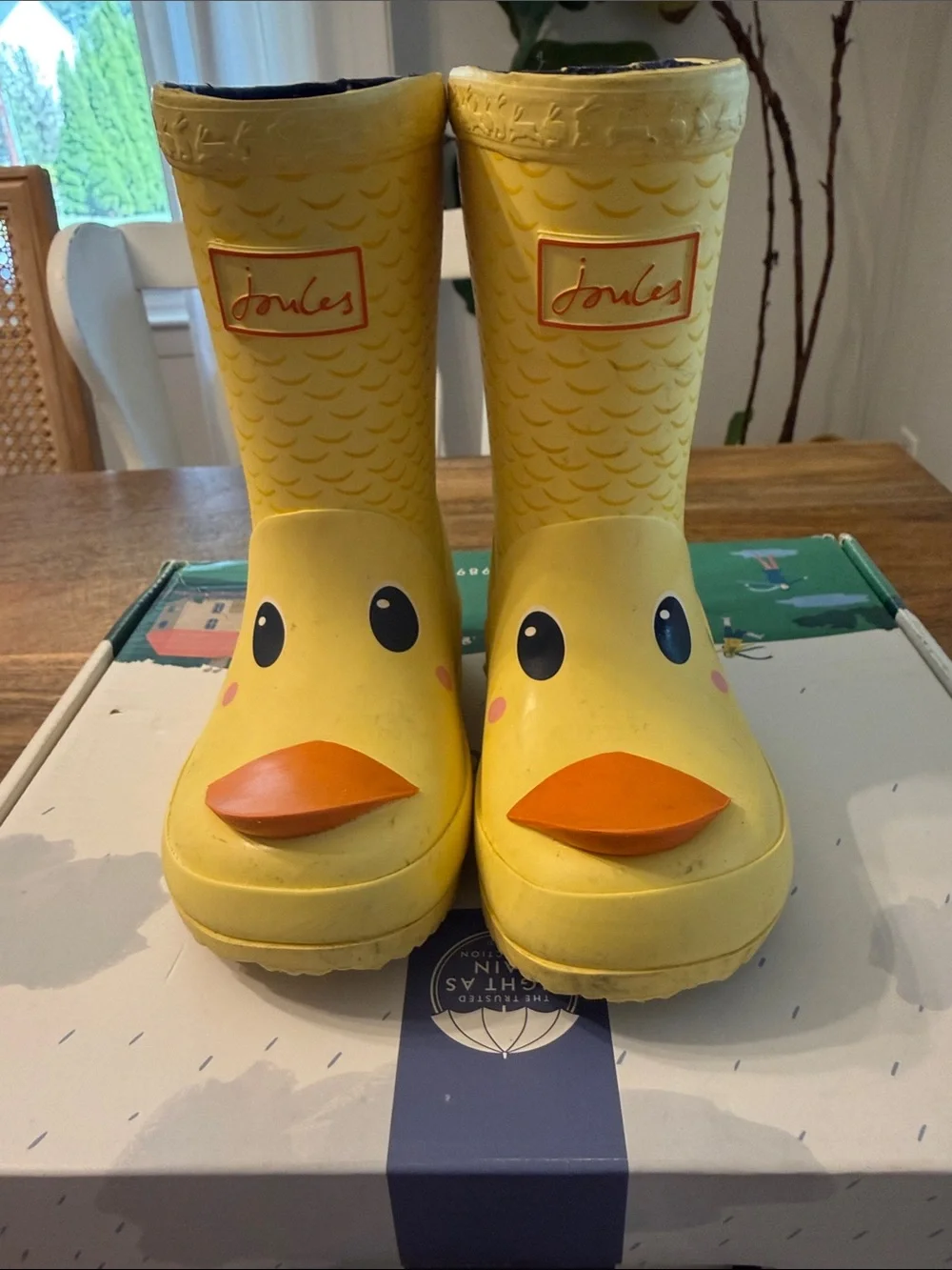 Joules Yellow Duck Kids Rain Boots with Orange Beak